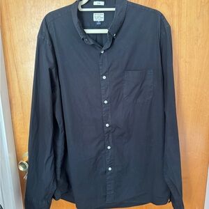 J. Crew Men's Black Button-Down Shirt Secret Wash Shirting Slim Stretch XL